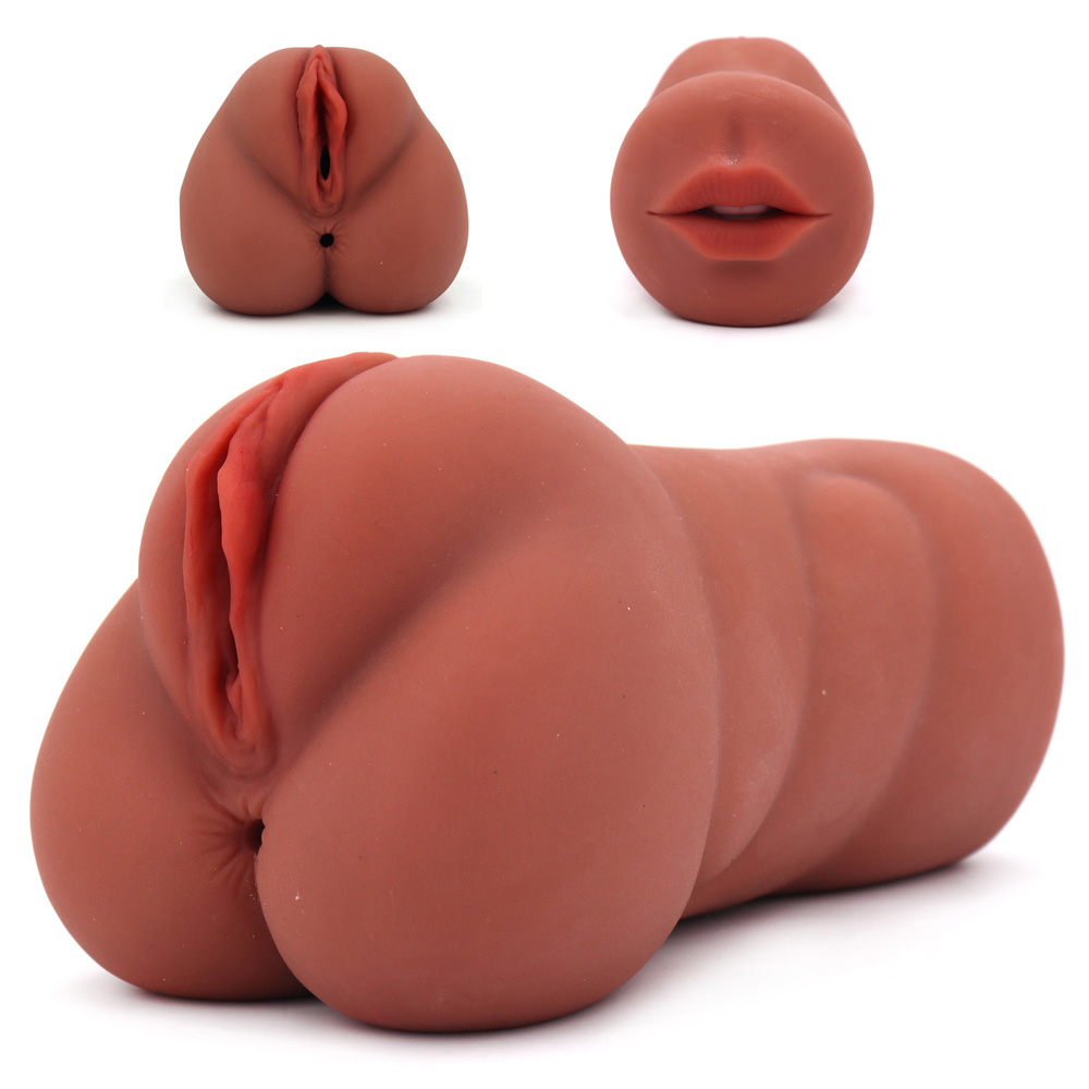Double Hole Mouth & Pussy Stroker - Brown Double Hole Mouth & Pussy Stroker - Brown