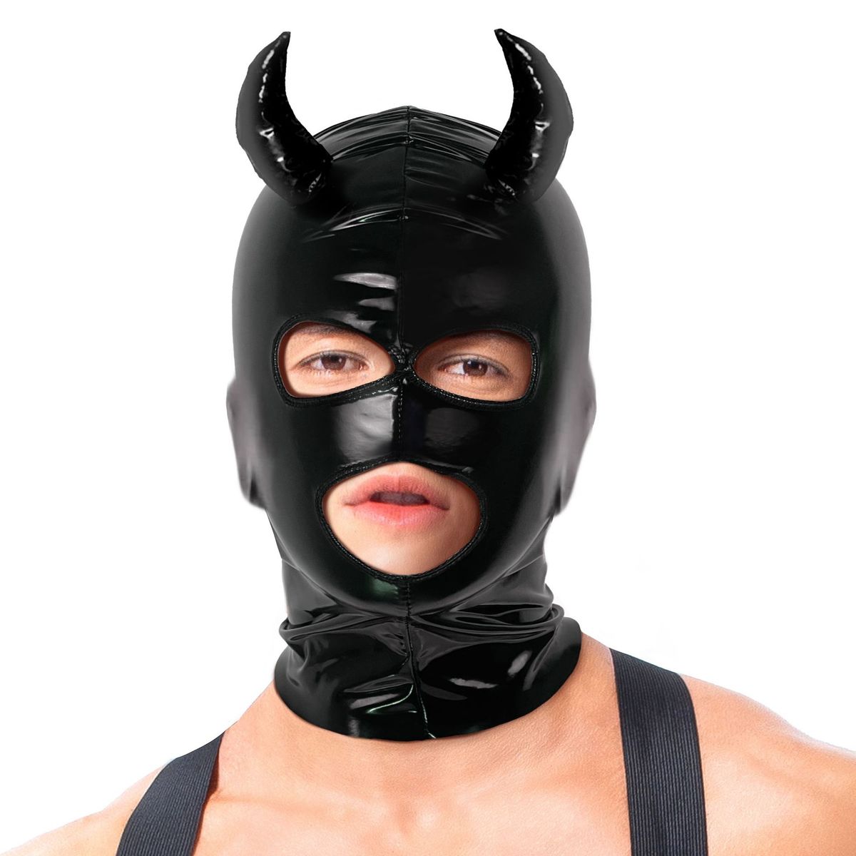 Latex Hood Mask Demon Horns Mask Latex Hood Mask Demon Horns Mask