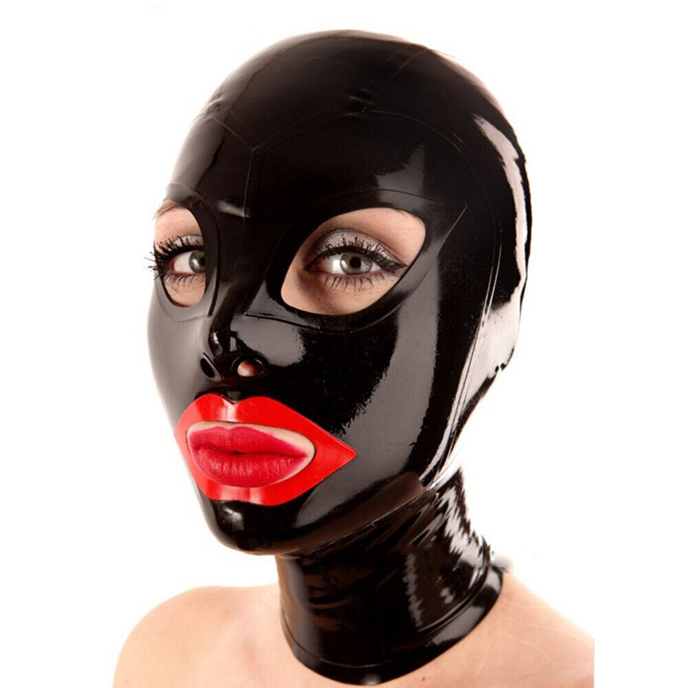Latex Mask In Black with A Red Mouth Latex Mask In Black with A Red Mouth