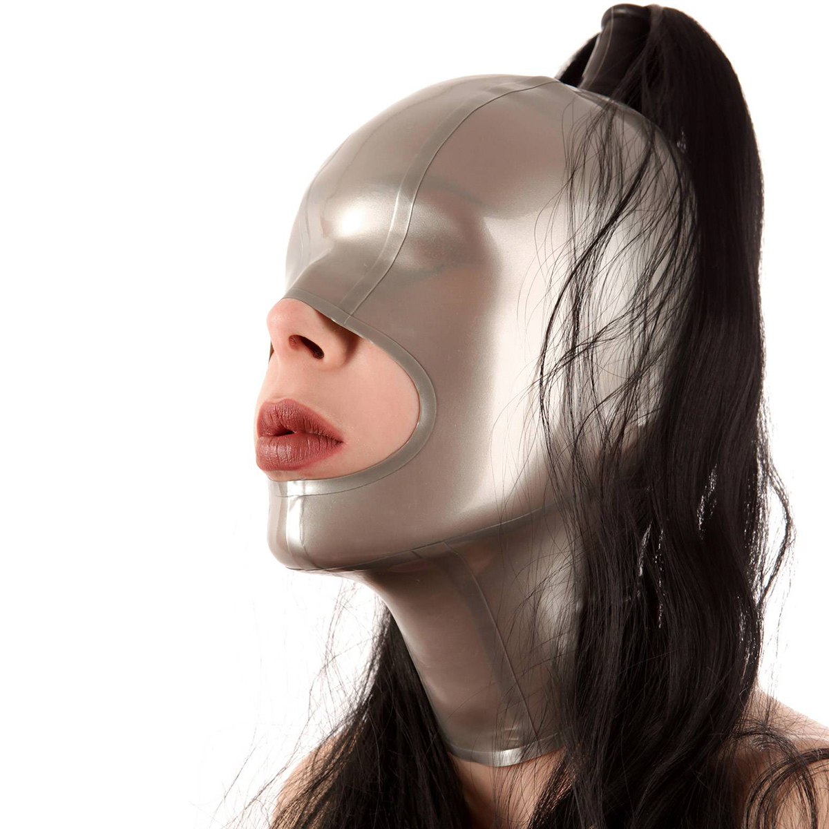 Latex Mask Blindfold With 1 Ponytail Latex Mask Blindfold With 1 Ponytail